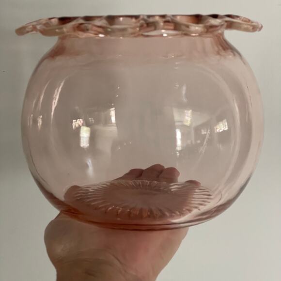 Vintage Old Colony Pink Depression Glass Bowl Jar Open Lace 1930s Anchor Hocking - Picture 7 of 12